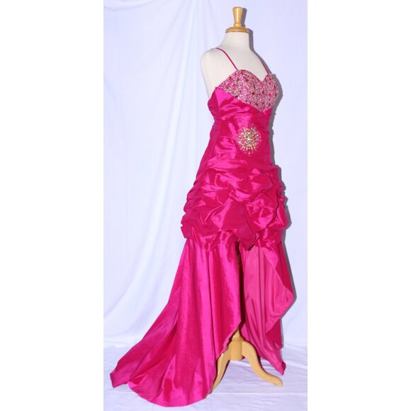 MayQueen #781 Dual Style Taffeta Prom or Party Gown-Size 12-FUCHSIA-NEW W/Tags - Picture 3 of 7